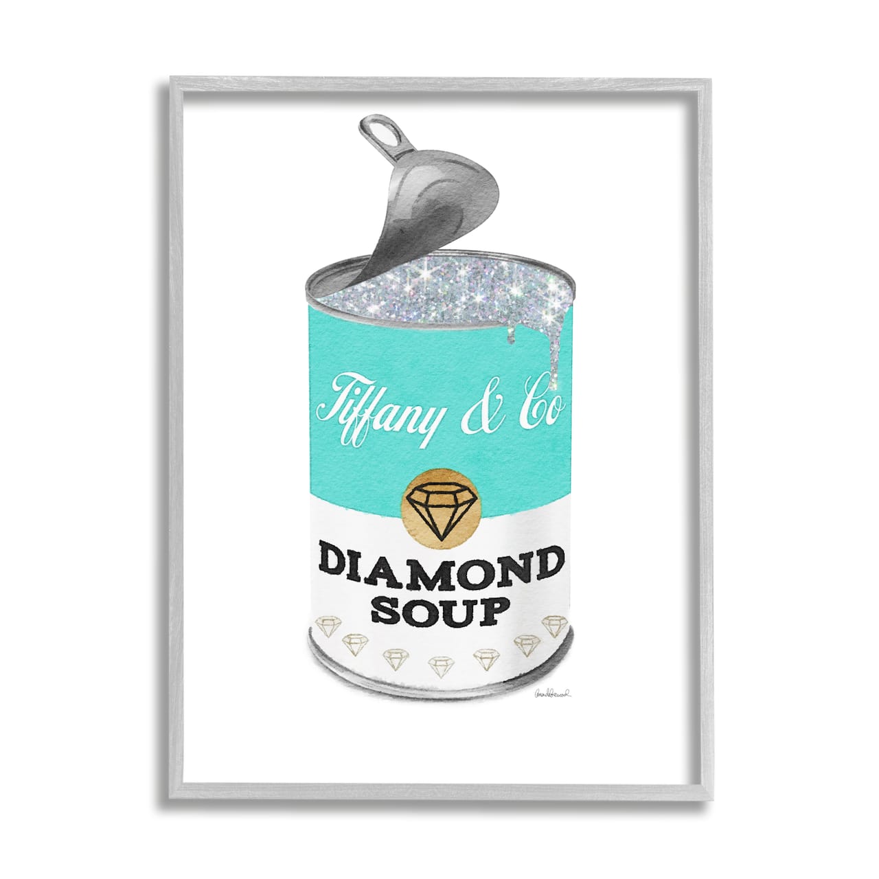 Stupell Industries Blue Pop Fashion Condensed Soup Glam Open Lid Framed Wall Art